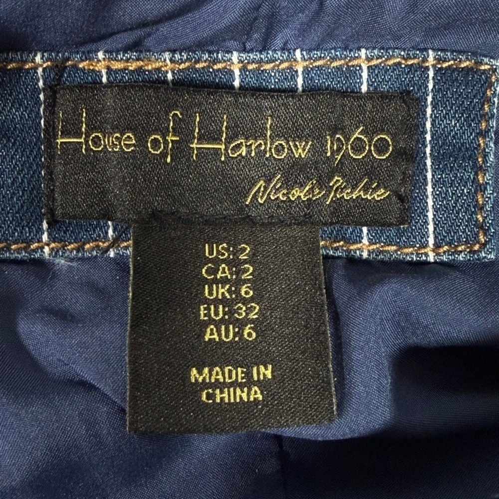 House of Harlow 1960 Pinstripe Denim Vest Wide Leg Pants Set Size 2 - Picture 6 of 10